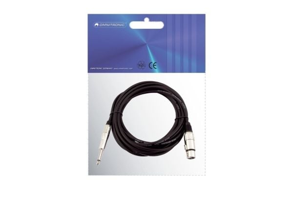 Omnitronic 3022516M, XLR (3-pin), Hankjønn, 6.35mm, Hankjønn, 2 m, Svart