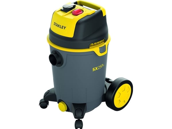 Stanley SXVC25PTDE, Torr&våt, Svart, Gul, Knappar, 25 l, 4 hjul, AC