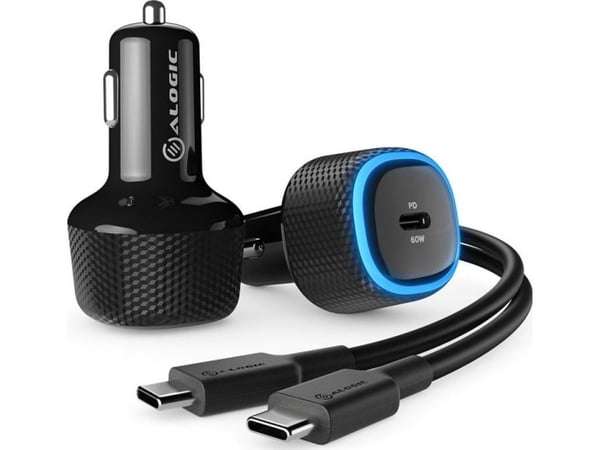 ALOGIC Rapid - Autovirtasovitin - 60 Watt - Pikalataus, PD (USB-C) - kaapelissa: USB-C