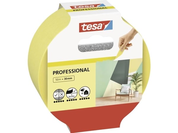 TESA Professional, For malere, Gult, Keramisk, Skum, Glass, Metall, Plast, Gummi, Tre, Universell, Universell, 50 m