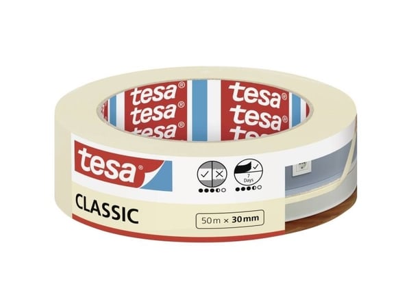 TESA CLASSIC, Beige, Suojaava, Korjaus, 50 m, 30 mm, 0,14 mm, 1 kpl