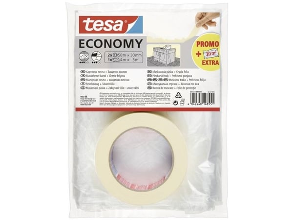 TESA 55421-00000-05, Beige, Naamiointimateriaali, liuottimen kestävä, 50 m, 30 mm, 2 kpl