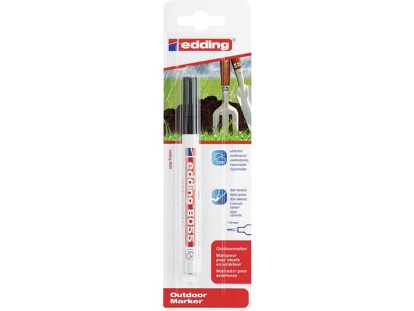 edding 8055 outdoor - Markør - permanent - for metall, plast, kartong - svart - 1-2 mm