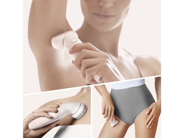 Braun Silk-épil 9 81688639, Vit, Guld, 40 pincetter, Armhåla, Bikini, Framsida lår, Inre överarmar, Exfoliering, LED, Kina