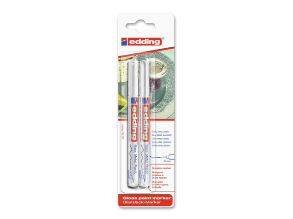 edding 780 paint - Markør - permanent - hvit - fargeblekk - 0.8 mm (en pakke 2)