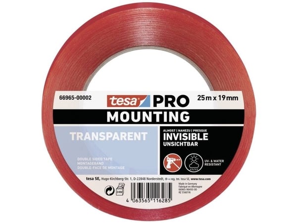 tesa Mounting PRO läpinäkyvä 66965-00002-00 Monteringsbånd läpinäkyvä (L x B) 25 m x 19 mm 1 stk 1 stk tesa Mounting PRO läpinäkyvä 66965-00002-00 Monteringsbånd läpinäkyvä (L x B) 25 m x 19 mm 1 stk 1 stk