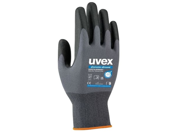 Uvex 6004910, Arbetshandskar, Svart, Grå, Alla, Vuxen, Unisex, Elastan, Polyamid