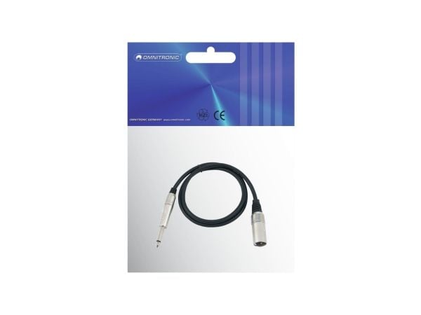 Omnitronic 3022519A, XLR (3-pin), Hankjønn, 6.35mm, Hankjønn, 0,9 m, Svart