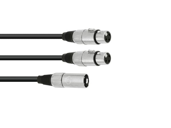 Omnitronic 30225207, XLR (3-pin), Hankjønn, 2 x XLR (3-pin), Hunkjønn, 0,5 m, Svart