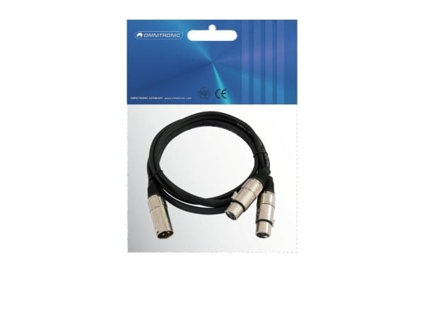 Omnitronic 30225207, XLR (3-pin), Hankjønn, 2 x XLR (3-pin), Hunkjønn, 0,5 m, Svart