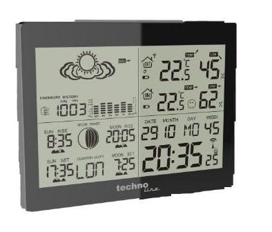 Technoline DCF-77, svart, høydemåler, innendørs barometer, innendørs hygrometer, innendørs termometer, utendørs..., barometer, hygrometer, termomet...