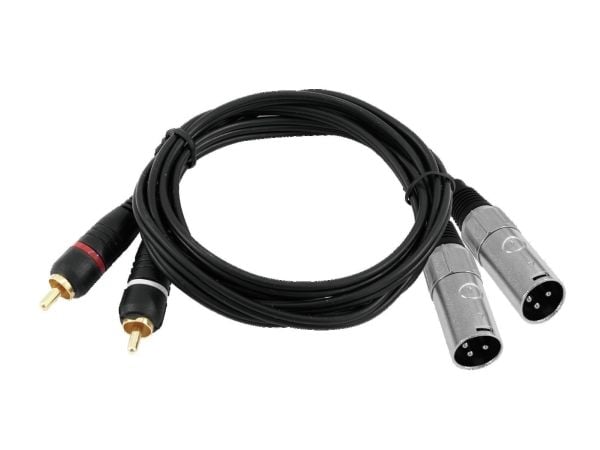 Omnitronic 3022522D, 2 x XLR (3-pin), Hankjønn, 2 x RCA, Hankjønn, 3 m, Svart
