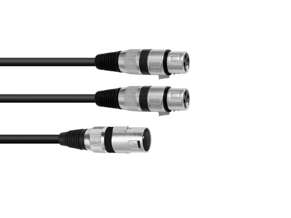 Omnitronic 30225210, XLR (3-pin), Hankjønn, 2 x XLR (3-pin), Hunkjønn, 1,5 m, Svart
