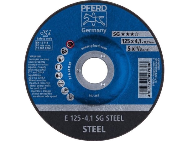 PFERD 62212426, 12,5 cm, 4,1 mm, 12200 RPM, 10 styck