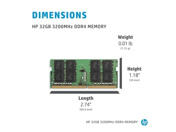 HP 32GB DDR4 1x32GB 3200 SODIMM-minne-WW