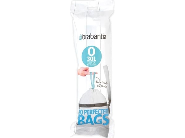 Brabantia PerfectFit - Søppeldunkfôr - trekksnor - 30 L - høytetthetspolyetylen (LDPE) - pakke av 20