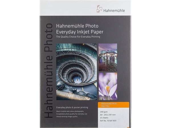 Hahnemühle Photo Matt Fibre 200, Mätt, 200 g/m ^, Bläckstråleskrivare, A4, Vit, Alfacellulosa