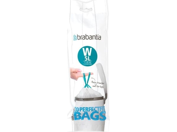 Brabantia PerfectFit - Søppeldunkfôr - trekksnor - 5 L - høytetthetspolyetylen (LDPE) - pakke av 20