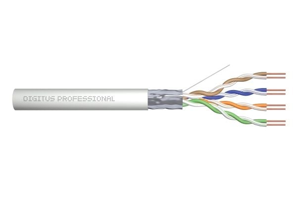 DIGITUS - Samlet kabel - foliebelagt uskjermet tvinnet kabelpar (F/UTP) - CAT 5e - solid - grå