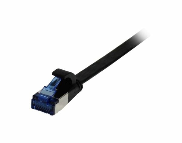 Patchkabel RJ45 CAT6A 500Mhz 15m svart UFTP flat TPESuperflex AWG32 Synergy 21