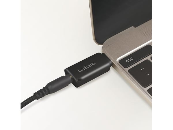 LogiLink UA0356, USB-C, 3,5 mm, Musta
