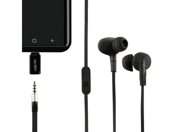 LogiLink UA0356, USB-C, 3,5 mm, Musta