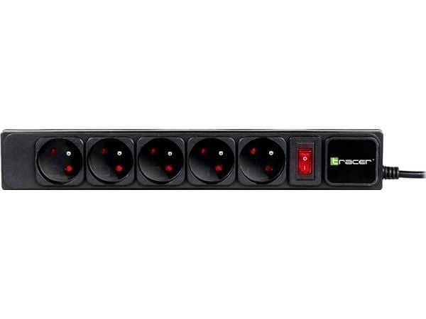 Tracer PowerGear, 5 AC-pistorasia(a), Tyyppi F, 2300 W, musta, 1,5 m