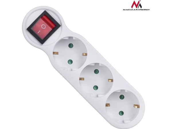 Maclean MCE216 Electricity Socket, Triple with Switch and Ground, 16A, German Version