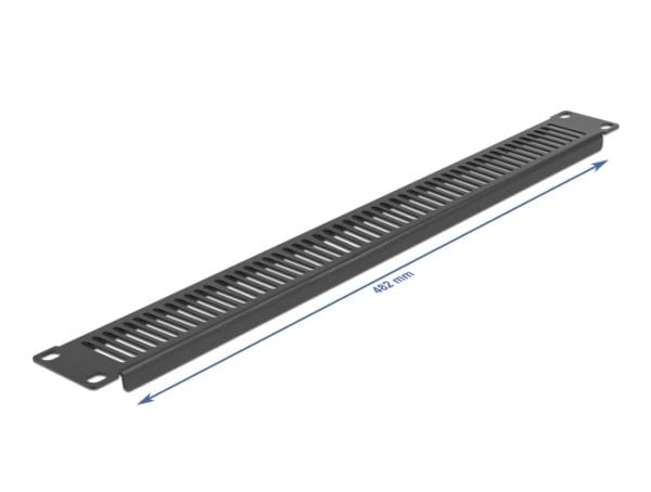 Delock - Rackpanel (vertikal) - med ventlasjonsspor - svart - 1U - 19"