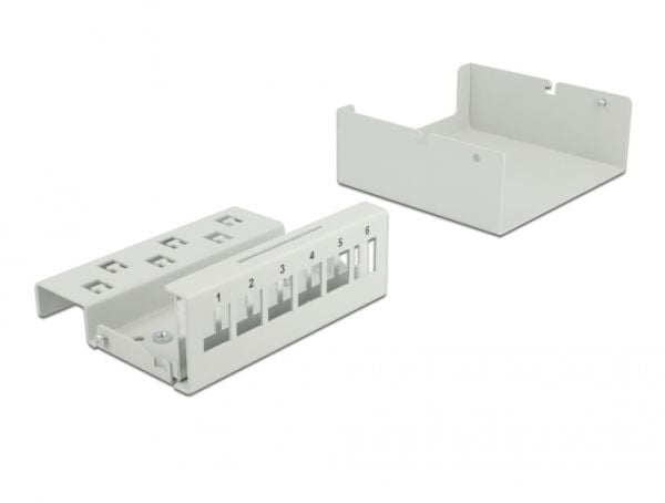 Delock - Blankt Keystone pluggbord - veggmonterbar, DIN-skinnemonterbar - grå - 6 porter
