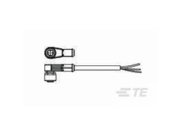 TE Connectivity 1-2273104-1, 1,5 m, M12, Naaras, Musta, Polyvinyylikloridi (PVC), -30 - 80 °C