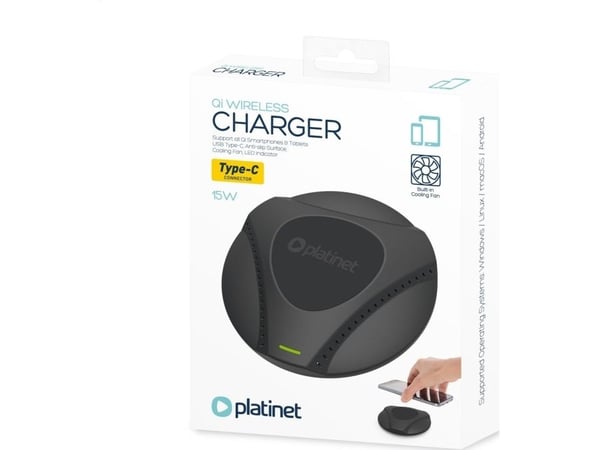 Omega PLATINET WIRELESS CHARGER WITH FAN COOLING 15W TYPE-C BLACK [45289]