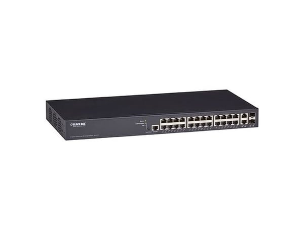 Black Box LPB3000 Series LPB3028A - Switch - Styrt - 24 x 10/100/1000 (PoE+) + 4 x 1 Gigabit / 10 Gigabit SFP+ (opplink) - stasjonær, rackmonterbar...
