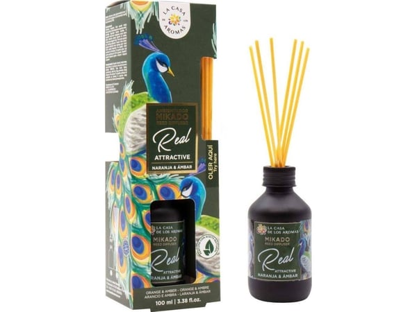 La Casa De Los Aromas Mikado Real Attractive - appelsin & rav - romluftrenser 100 ml