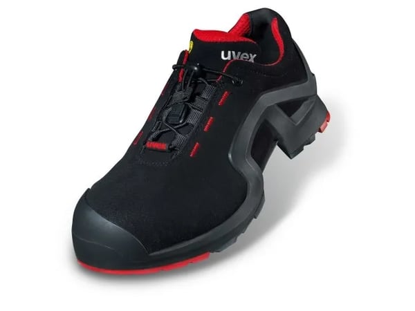 Uvex 85162, Unisex, Voksen, Vernesko, Svart, Rød, ESD, S3, SRC, Hurtigsnører