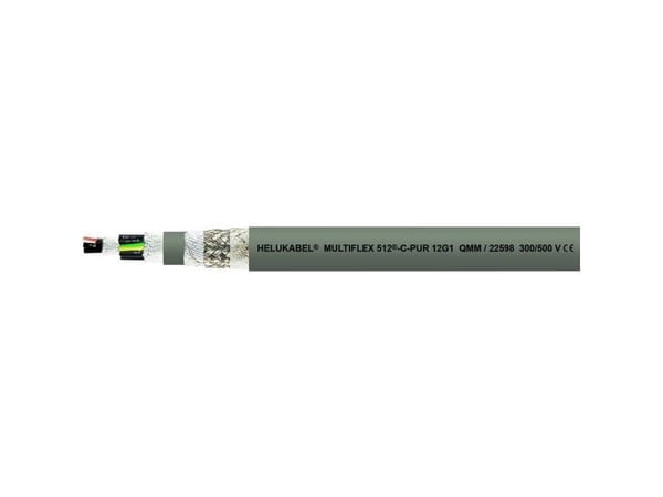 HELUKABEL MULTIFLEX 512-C-PUR, Lågspänningskabel, Grå, Polypropylen, 7,5 mm, Polypropylen, 4 mm