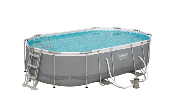 Bestway Power Steel 56448, 10949 l, Innrammet basseng, Stige, Blå, Grå, 67,4 kg