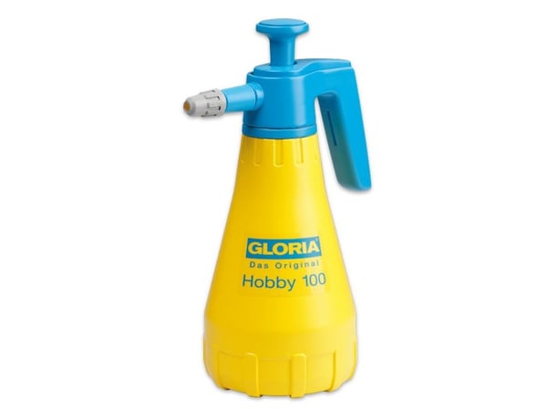 GLORIA Hobby 100, Puutarhan käsisuihkutin, 1,3 L, Sininen, Keltainen, Muovi, Messinki/Puu, 3 bar