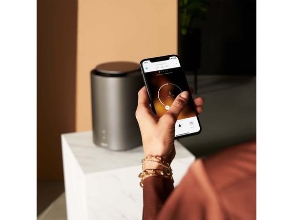 Duux Threesixty 2, Sähkökäyttöinen lämpötuuletin, Keraaminen, Android, iOS, Sisätila, Vastaanotto, Taulukko, Harmaa
