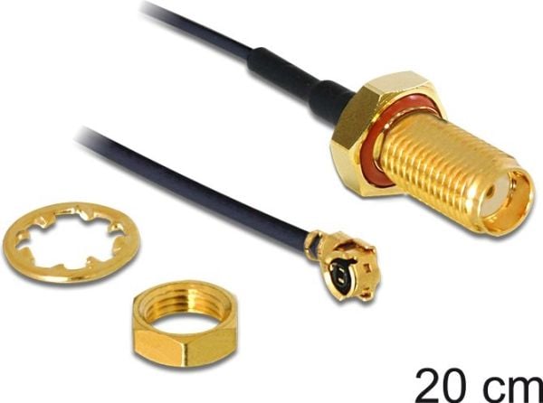 Delock - Antennikaapeli - I-PEX-liitin SMA-vastaanottimeen - 20 cm - koaksiaalinen - musta
