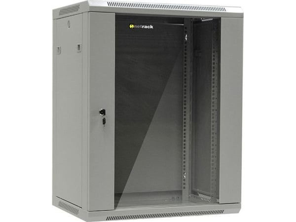 Netrack - Rack skåp - väggmontering - grå - 15U - 19"