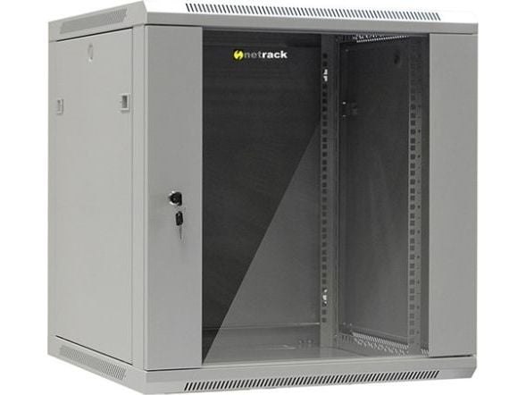 Netrack - Rack skåp - väggmontering - grå - 12U - 19"