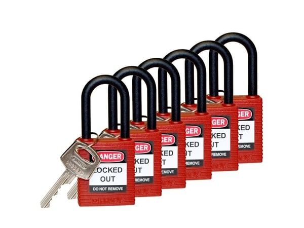 Brady 813594, Tradisjonell, Nøkkellås, Bruk flere nøkler, Rød, Nylon, U-formet