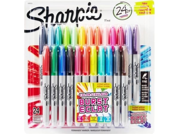 Sharpie Fine, 24 styck, Multifärg, Fin spets, Grå, Multifärg, Rund, Fin