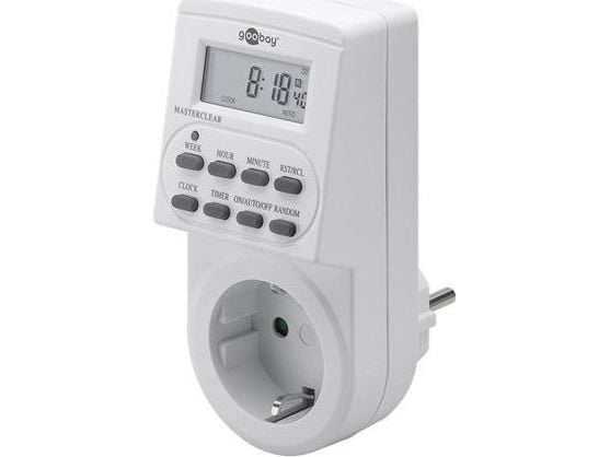 Goobay 51277, Daglig timer/veckotimer, Vit, Digital, LCD, Knappar, 1 min
