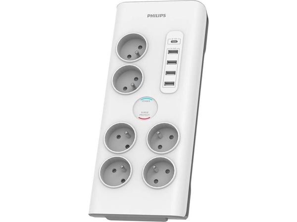 Philips SPN7060WA/60, 900 J, 6 AC-utganger, Hvit, 2 m, 720 g, 180 mm