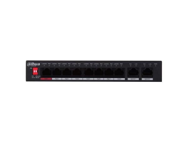 Dahua Technology PoE PFS3010-8ET-96-V2, Uhåndtert, Gigabit Ethernet (10/100/1000), Strøm over Ethernet (PoE)