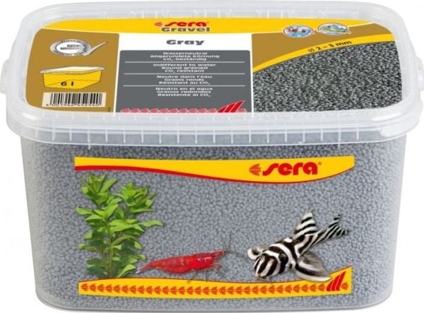 Sera Gravel Grå akvariegrus, 2 - 3 mm, 6 l, grå