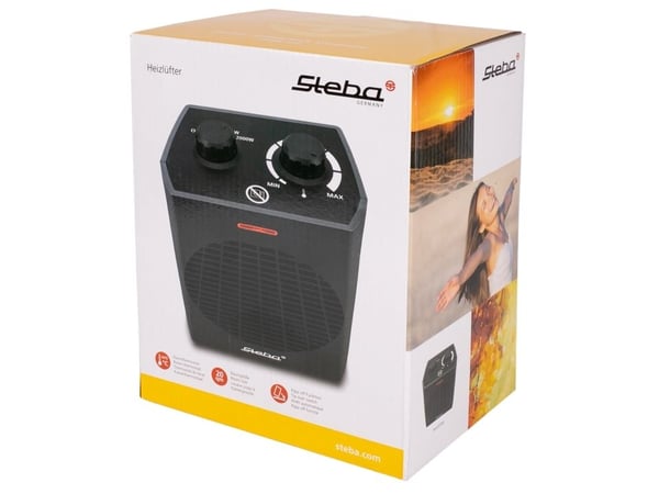 Steba FH 504, Viftedrevet elektrisk romvarmer, Innendørs, Sort, Rotasjon, 2000 W, 1000 W