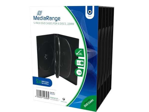 MediaRange Retail pack 6er-DVD-Box - DVD oppbevaringseske - kapasitet: 6 CD/DVD (en pakke 5)